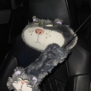 Charming Gray Cat Plush Toy with Stick